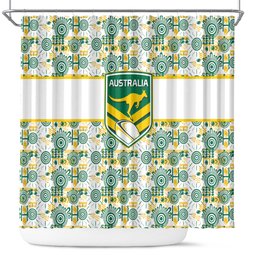Australia Rugby Kangaroo Shower Curtain White Aboriginal Dot Geometry