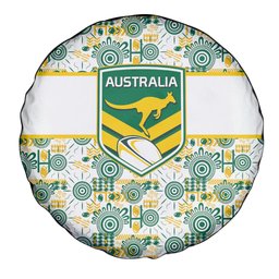 Australia Rugby Kangaroo Spare Tire Cover White Aboriginal Dot Geometry