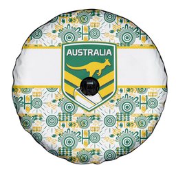 Australia Rugby Kangaroo Spare Tire Cover White Aboriginal Dot Geometry