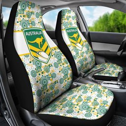 Australia Rugby Kangaroo Car Seat Cover White Aboriginal Dot Geometry