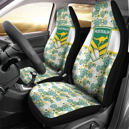 Australia Rugby Kangaroo Car Seat Cover White Aboriginal Dot Geometry