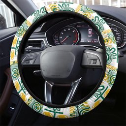 Australia Rugby Kangaroo Steering Wheel Cover White Aboriginal Dot Geometry