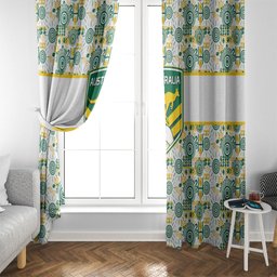 Australia Rugby Kangaroo Window Curtain White Aboriginal Dot Geometry
