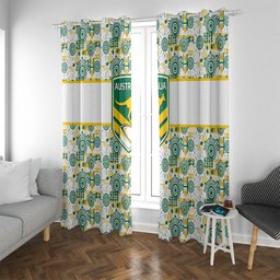 Australia Rugby Kangaroo Window Curtain White Aboriginal Dot Geometry