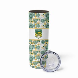 Australia Rugby Kangaroo Skinny Tumbler White Aboriginal Dot Geometry