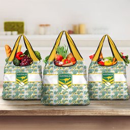 Australia Rugby Kangaroo Grocery Bag White Aboriginal Dot Geometry