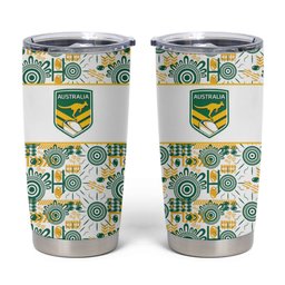 Australia Rugby Kangaroo Tumbler Cup White Aboriginal Dot Geometry