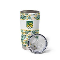 Australia Rugby Kangaroo Tumbler Cup White Aboriginal Dot Geometry