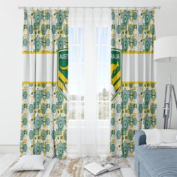 Australia Rugby Kangaroo Window Curtain White Aboriginal Dot Geometry