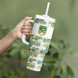 Australia Rugby Kangaroo Tumbler With Handle White Aboriginal Dot Geometry