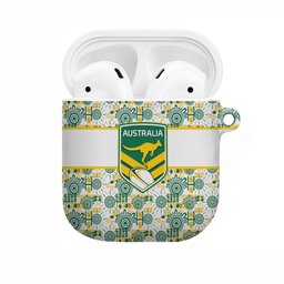 Australia Rugby Kangaroo AirPods Case White Aboriginal Dot Geometry