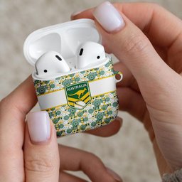 Australia Rugby Kangaroo AirPods Case White Aboriginal Dot Geometry