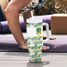 Australia Rugby Kangaroo Tumbler With Handle White Aboriginal Dot Geometry