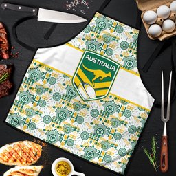 Australia Rugby Kangaroo Apron White Aboriginal Dot Geometry
