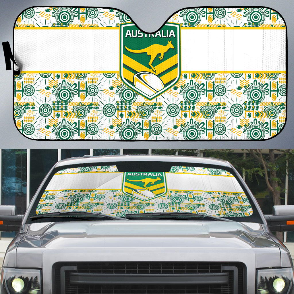 Australia Rugby Kangaroo Auto Sun Shade White Aboriginal Dot Geometry