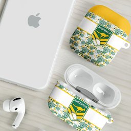 Australia Rugby Kangaroo AirPods Case White Aboriginal Dot Geometry