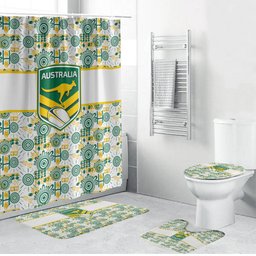 Australia Rugby Kangaroo Bathroom Set White Aboriginal Dot Geometry