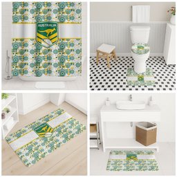 Australia Rugby Kangaroo Bathroom Set White Aboriginal Dot Geometry