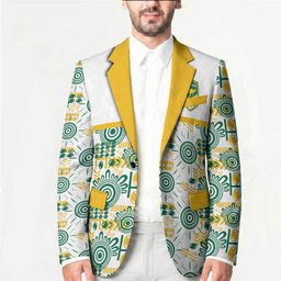 Australia Rugby Kangaroo Blazer White Aboriginal Dot Geometry