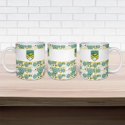 Australia Rugby Kangaroo Ceramic Mug White Aboriginal Dot Geometry