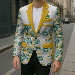 Australia Rugby Kangaroo Blazer White Aboriginal Dot Geometry