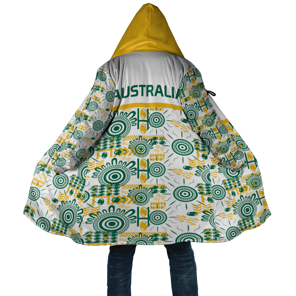 Australia Rugby Kangaroo Cloak White Aboriginal Dot Geometry