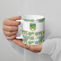 Australia Rugby Kangaroo Ceramic Mug White Aboriginal Dot Geometry