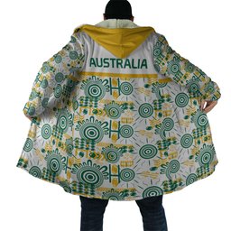 Australia Rugby Kangaroo Cloak White Aboriginal Dot Geometry