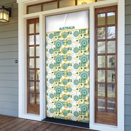 Australia Rugby Kangaroo Door Cover White Aboriginal Dot Geometry