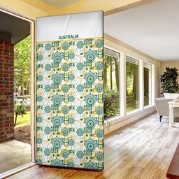 Australia Rugby Kangaroo Door Cover White Aboriginal Dot Geometry