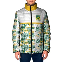 Australia Rugby Kangaroo Padded Jacket White Aboriginal Dot Geometry
