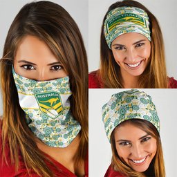 Australia Rugby Kangaroo Neck Gaiter White Aboriginal Dot Geometry
