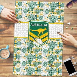 Australia Rugby Kangaroo Puzzle White Aboriginal Dot Geometry