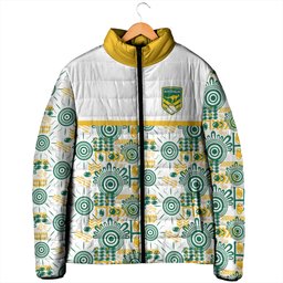 Australia Rugby Kangaroo Padded Jacket White Aboriginal Dot Geometry