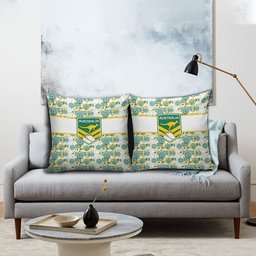 Australia Rugby Kangaroo Pillow Cover White Aboriginal Dot Geometry