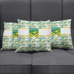 Australia Rugby Kangaroo Pillow Cover White Aboriginal Dot Geometry
