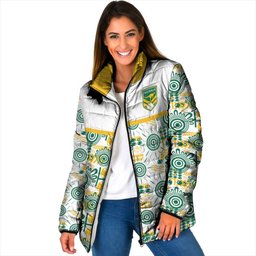 Australia Rugby Kangaroo Padded Jacket White Aboriginal Dot Geometry