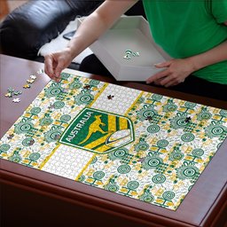 Australia Rugby Kangaroo Puzzle White Aboriginal Dot Geometry
