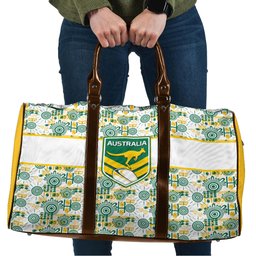 Australia Rugby Kangaroo Travel Bag White Aboriginal Dot Geometry