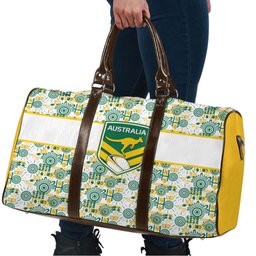 Australia Rugby Kangaroo Travel Bag White Aboriginal Dot Geometry