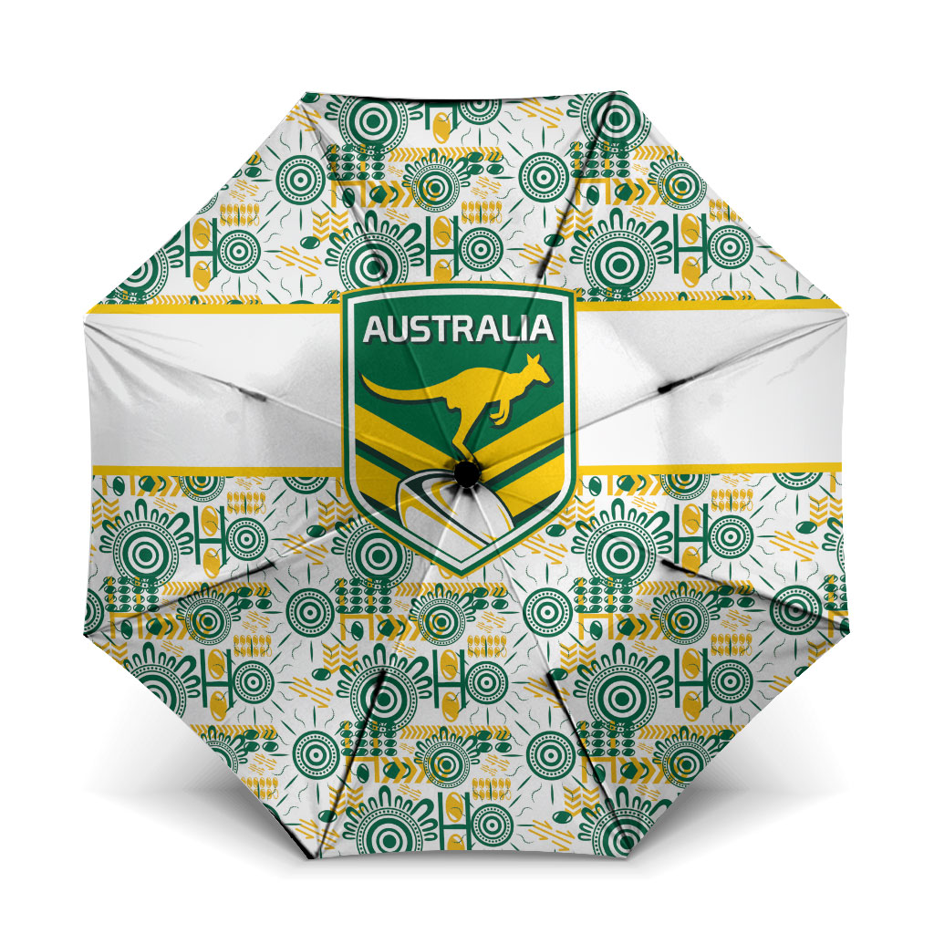 Australia Rugby Kangaroo Umbrella White Aboriginal Dot Geometry