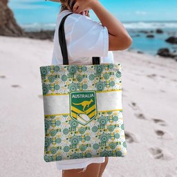 Australia Rugby Kangaroo Tote Bag White Aboriginal Dot Geometry