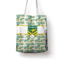 Australia Rugby Kangaroo Tote Bag White Aboriginal Dot Geometry