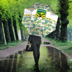 Australia Rugby Kangaroo Umbrella White Aboriginal Dot Geometry