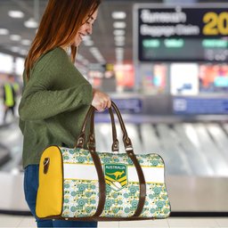 Australia Rugby Kangaroo Travel Bag White Aboriginal Dot Geometry