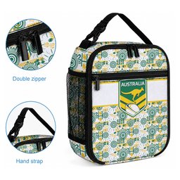 Australia Rugby Kangaroo Lunch Bag White Aboriginal Dot Geometry