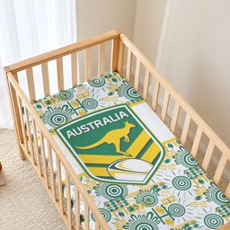 Australia Rugby Kangaroo Baby Bed Cover White Aboriginal Dot Geometry