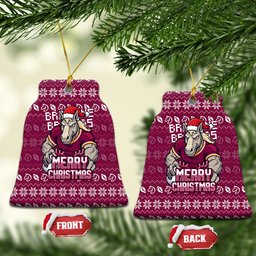 Brisbane Broncos Christmas Ceramic Ornament Australian Rugby Fans - Pixelated Ugly Xmas Pattern Mascot Santa