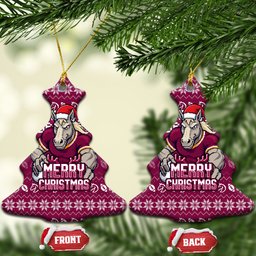 Brisbane Broncos Christmas Ceramic Ornament Australian Rugby Fans - Pixelated Ugly Xmas Pattern Mascot Santa