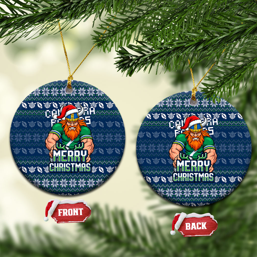 Canberra Raiders Christmas Ceramic Ornament Australian Rugby Fans - Pixelated Ugly Xmas Pattern Mascot Santa